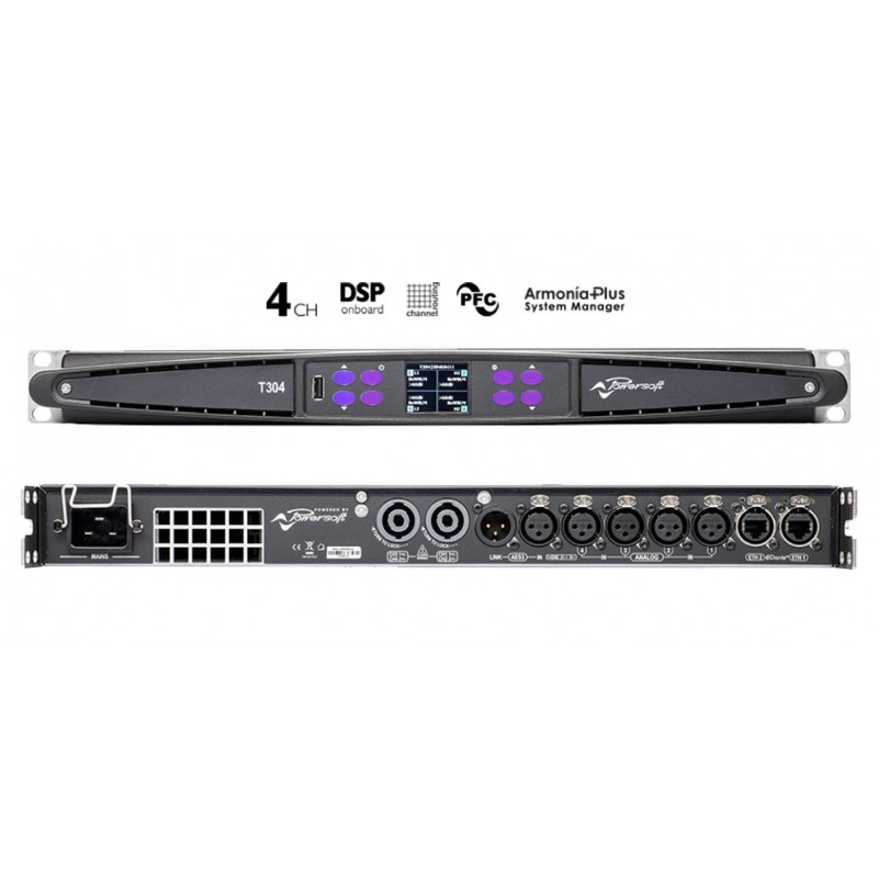 POWERSOFT T304 Amplificateur de Puissance 4 x 750 watts sous 4Ω (avec DSP + Dante)