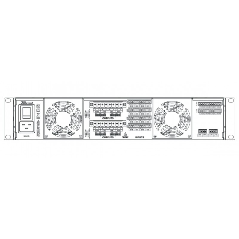 POWERSOFT OTTOCANALI 4K4 Amplificateur de Puissance 8 x 500 watts sous 4Ω (avec Option DSP + Dante)