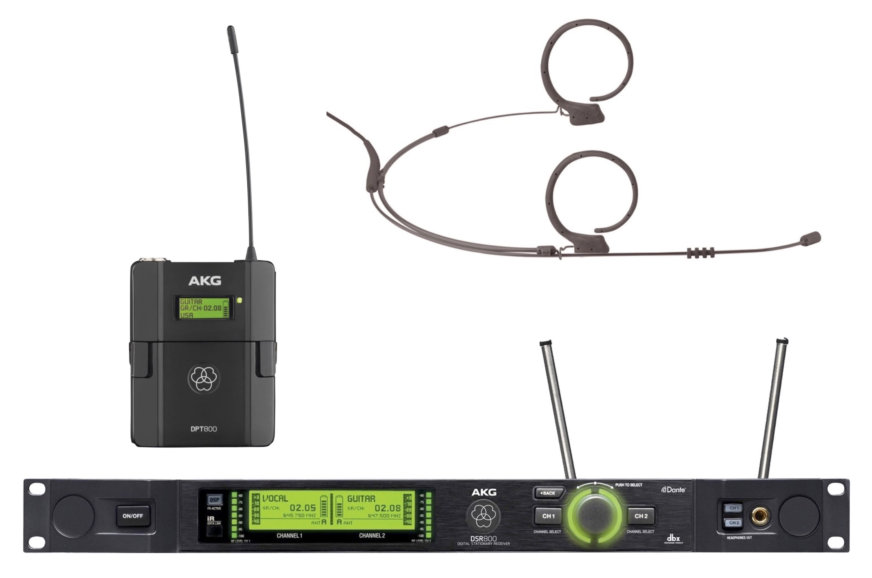 AKG DMS800 SET DPT-HC82 Système Numérique Sans Fil Avec Émetteur de Poche DPT800 & Micro Serre-Tête Omni HC82 MD