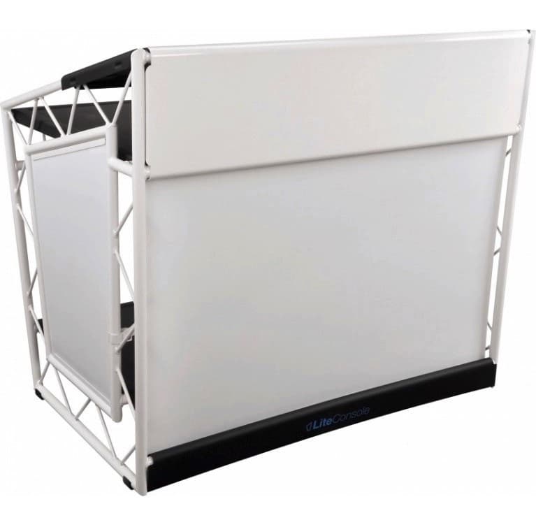 LITECONSOLE XPRS V2 Stand DJ en Aluminium Pliable et Personnalisable (Habillage Blanc)