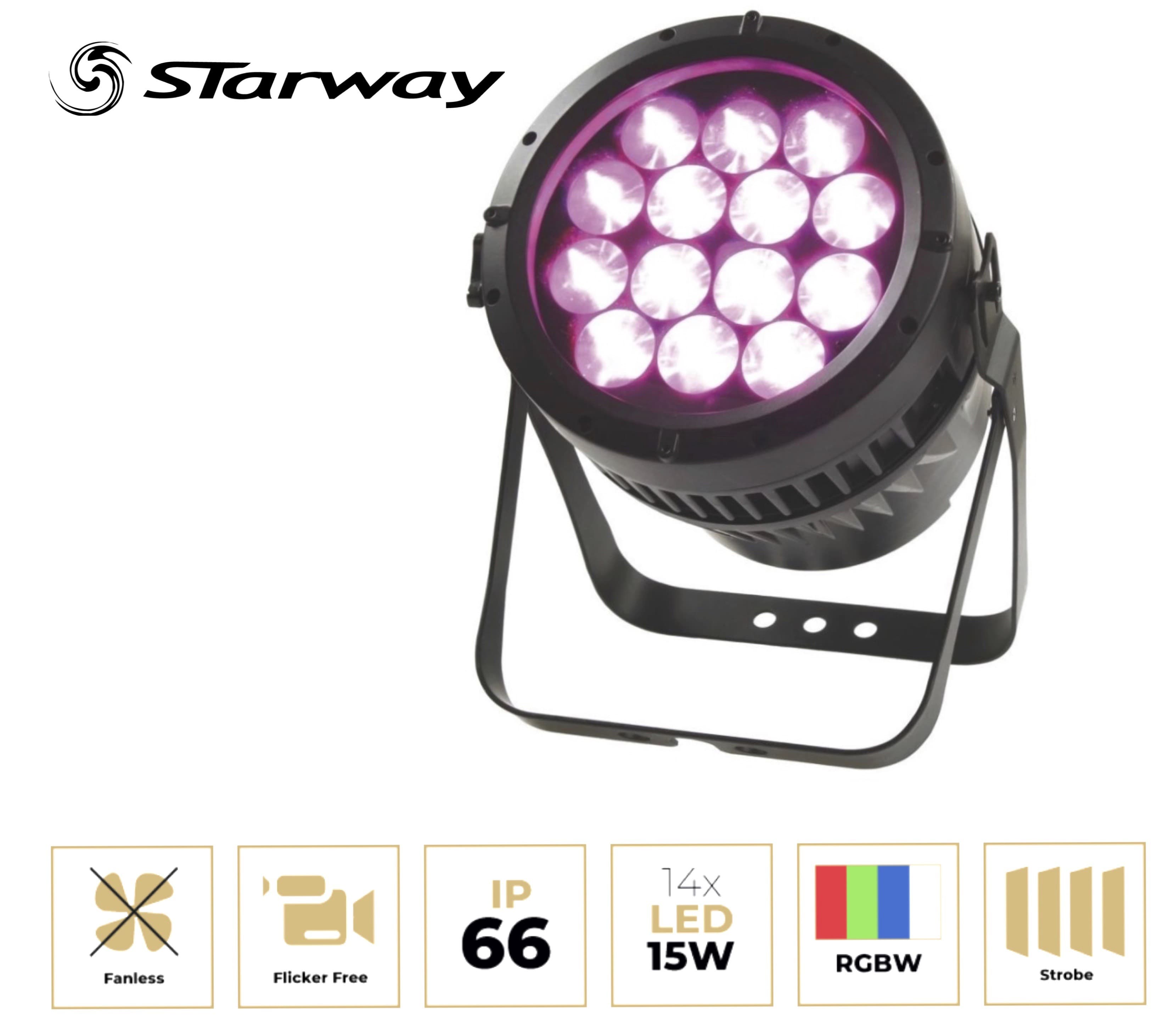 STARWAY SUPRAKOLOR HD Pack de 8 Projecteurs à Led 14x 20 Watts RGBW en Flight Case