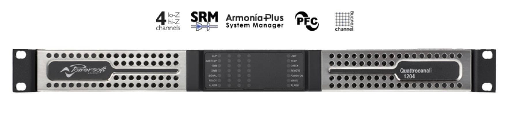 POWERSOFT QUATTROCANALI 1204 Amplificateur de Puissance 4 x 300 watts avec DSP + DANTE