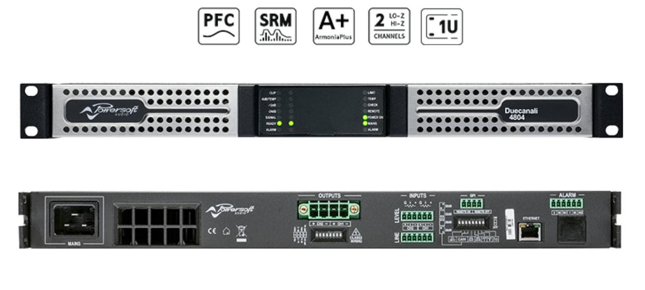 POWERSOFT DUECANALI 4804 Amplificateur de Puissance 2 x 2'400 Watts avec DSP + AES67