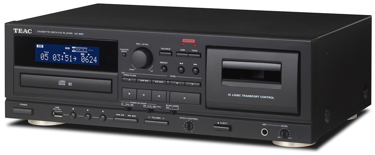 TEAC AD-850 Platine Cassette & Lecteur CD avec Entrée/Sortie USB & Fonction Micro Karaoké