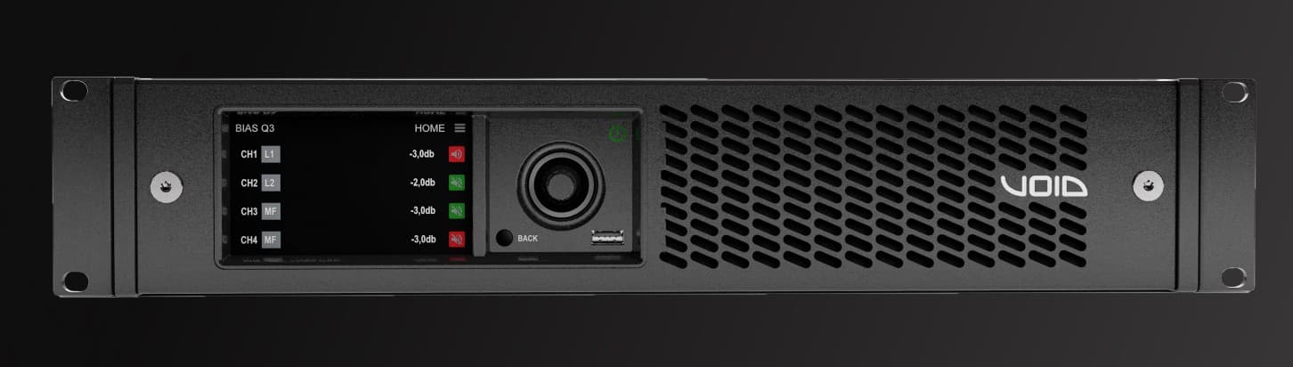 VOID Bias Q3 Amplificateur Numérique de Puissance DSP 4 x 2000 Watts (4Ω)